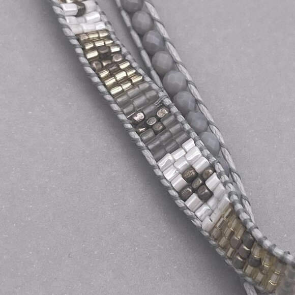 Nakamol Leather Corded Faceted Beaded Necklace Gray Adjustable 13 to 17 Inch - Picture 3 of 5